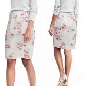 Banana Republic White/Pink Wrap Side Pleat Pencil Skirt Size 6 Tall